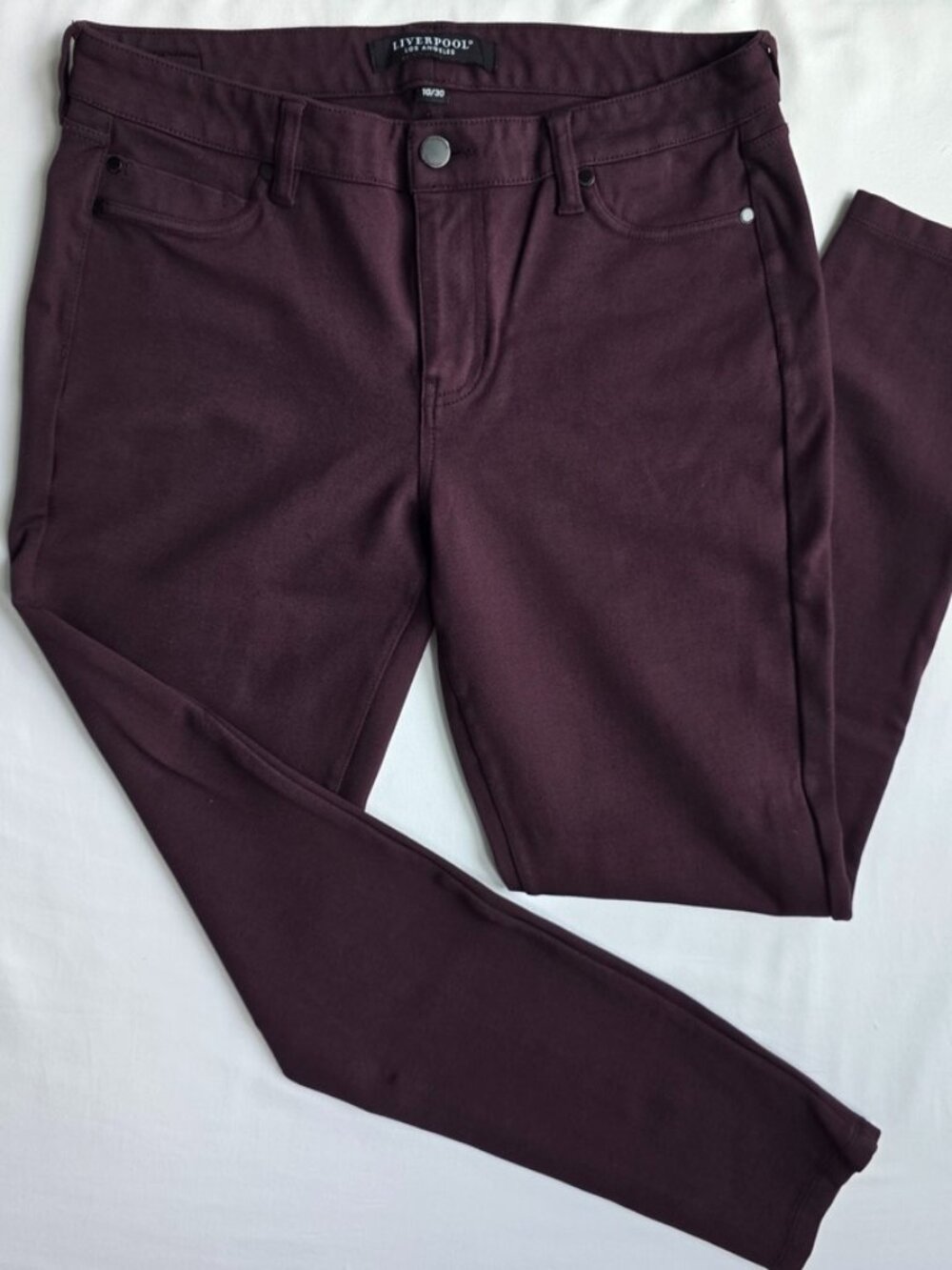 Liverpool Los Angeles Skinny Pants Womens 10/30 Aubergine Purple Stretch Comfort